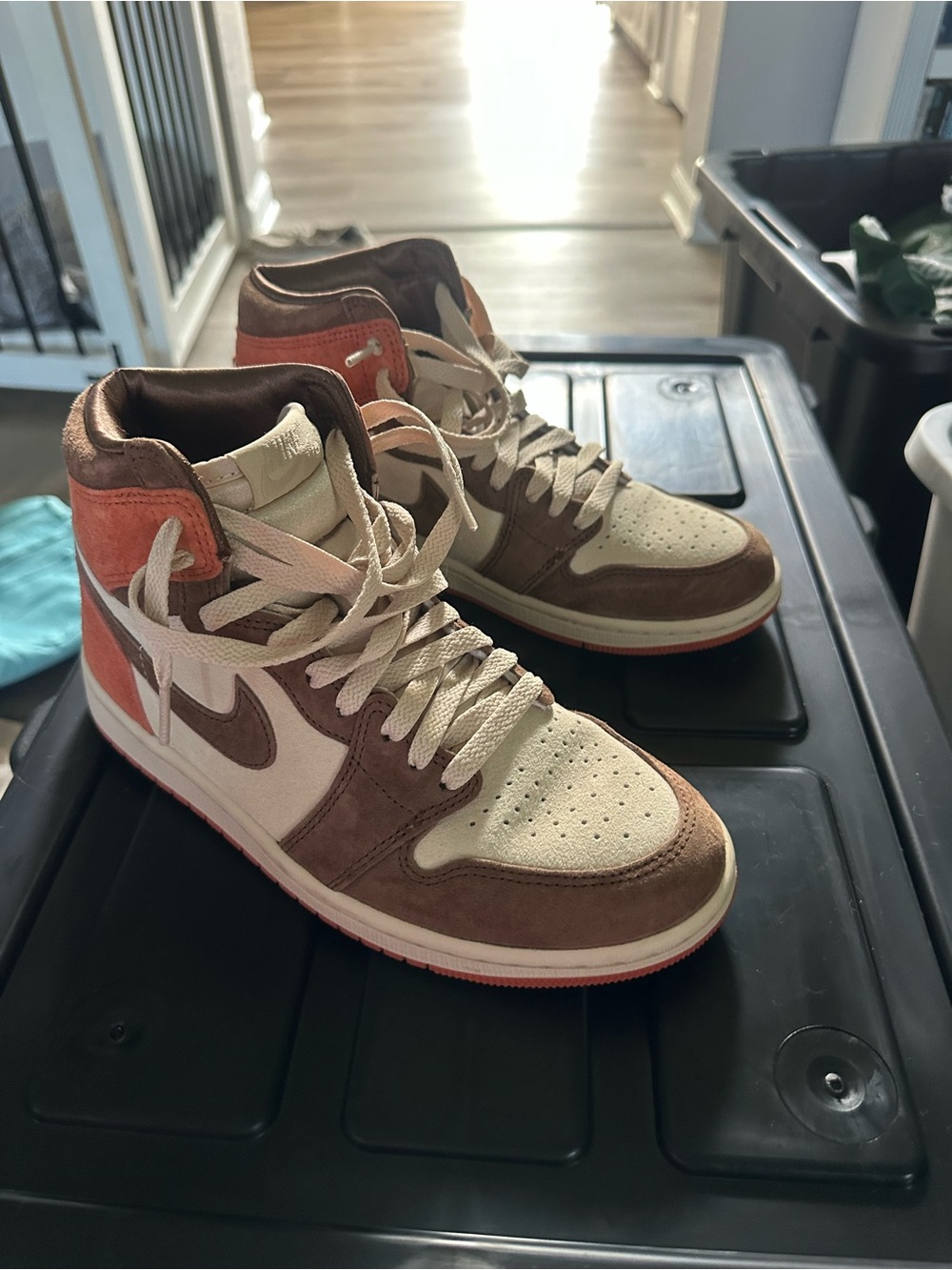 Nike Women's High-Top Sneakers in Brown, Cream & Orange